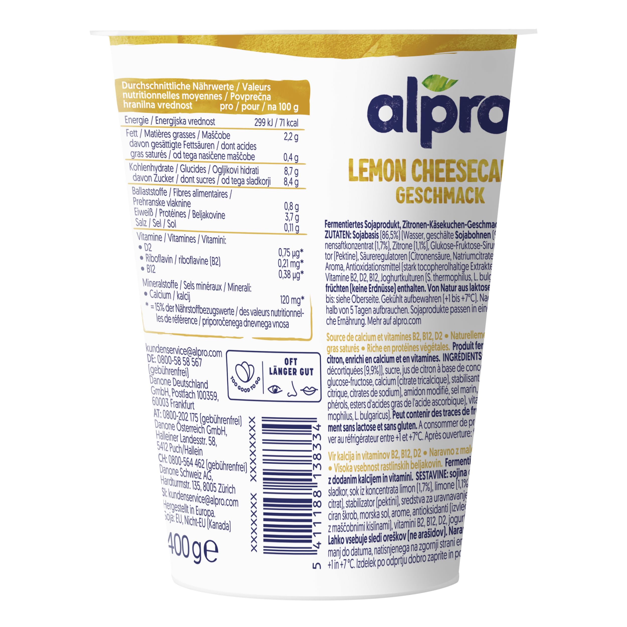 alpro-soja-joghurtalternative-lemon-cheesecake-joghurt-400g-laktosefrei image 8