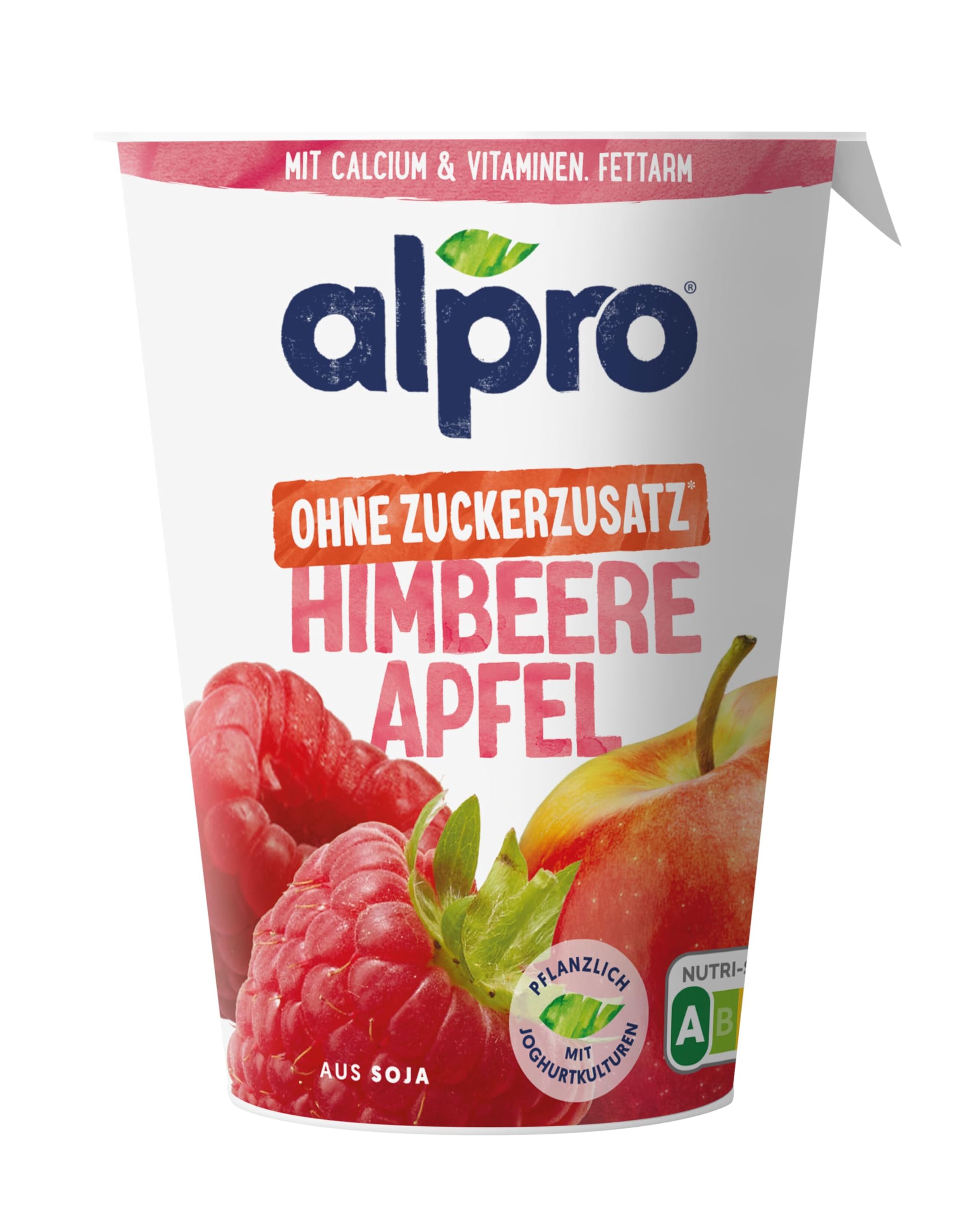 alpro-soja-joghurtalternative-himbeere-apfel-o-zucker-400g image 1