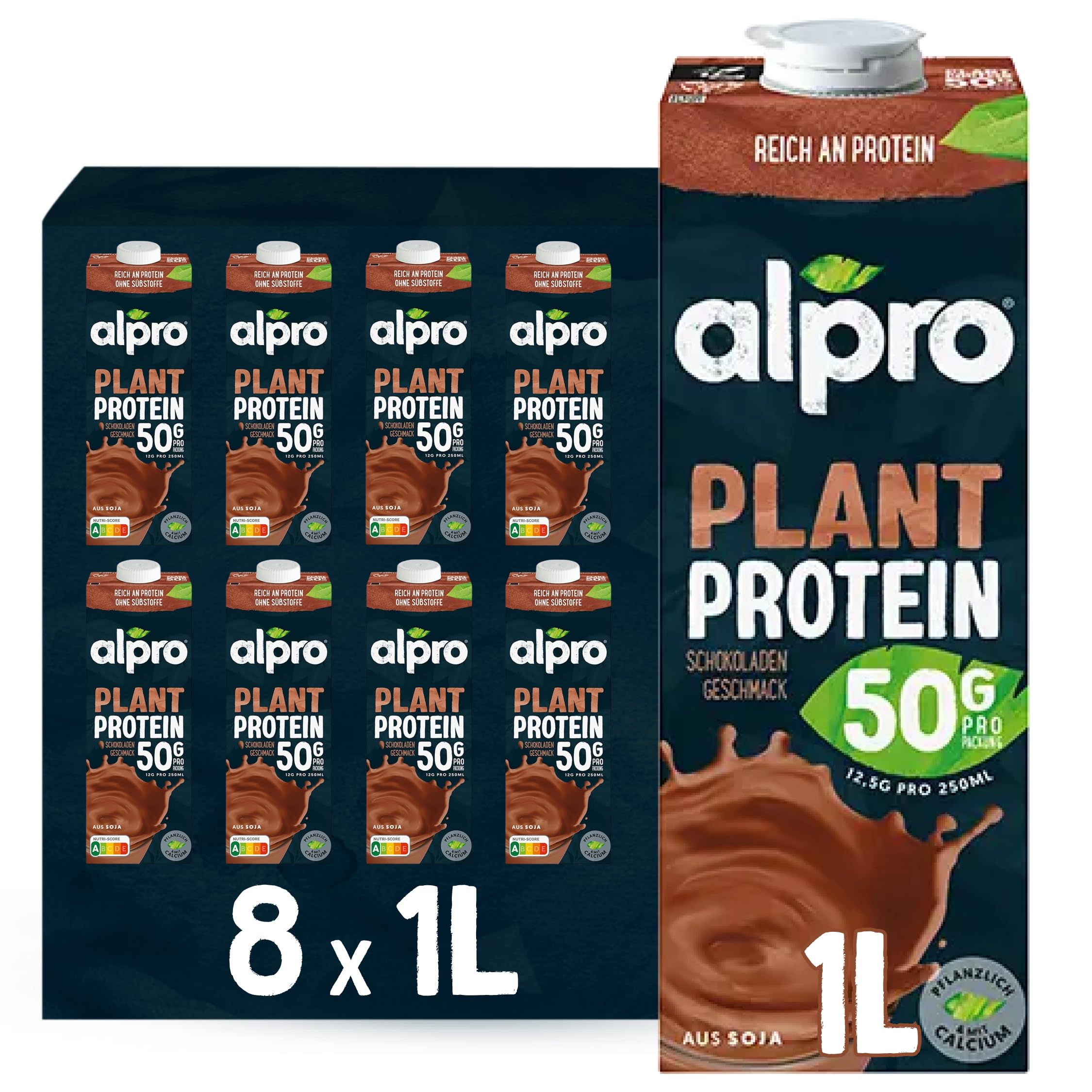 alpro-proteindrink-schokolade-sojadrink-8-x-1l-proteinreich-vegan image 1